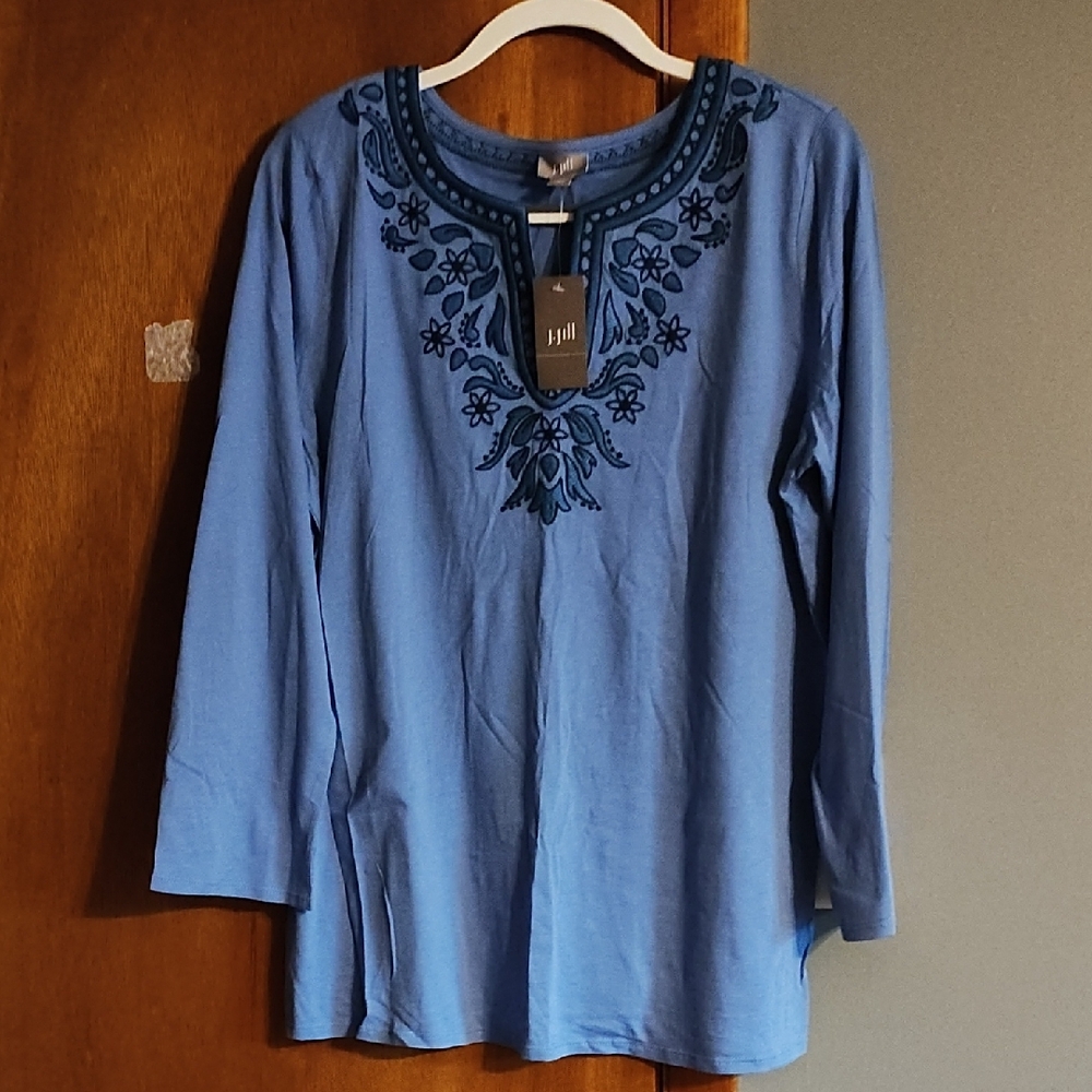 J. Jill Blue Relaxed Embellished Tunic